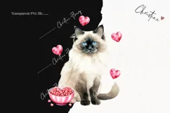 Valentine Birman Cat PNG | Valentine's Day Clipart Product Image 2