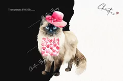 Valentine Birman Cat PNG | Valentine's Day Clipart Product Image 2
