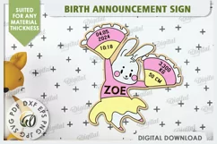 Birth Announcement Sign Laser Cut. Newborn Baby Stats SVG Product Image 1