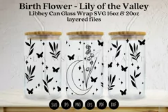 birth flower libbey beer can glass full wrap svg presized template for 16oz and 20oz glass for Cricut Silhouette and sublimation