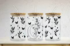 birth flower libbey beer can glass full wrap svg presized template for 16oz and 20oz glass for Cricut Silhouette and sublimation