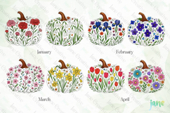 Birth Month Floral Pumpkin Clipart Product Image 2