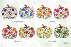 Birth Month Floral Pumpkin Clipart Product Image 3