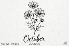 Birth Month Flowers Line Art SVG PNG Bundle Product Image 11