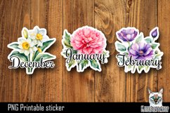 Birth Month Flower Stickers Printable PNG Product Image 1