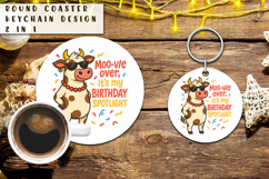Sarcastic Cow Coaster Sublimation, Happy Birthday Keychain Product Image 1