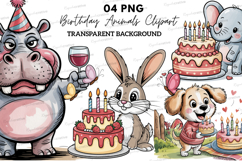 Birthday Animals Clipart ,Cute Animals Clipart PNG Product Image 1