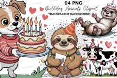 Birthday Animals Clipart ,Cute Animals Clipart PNG Product Image 1
