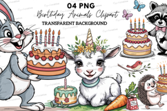 Birthday Animals Clipart ,Cute Animals Clipart PNG Product Image 1