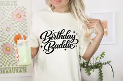 Birthday shirt SVG with stylish flowing lettering and balanced layout, perfect for creating custom apparel or birthday party decorations.