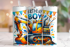 Excavator Tumbler Wrap, Kids Tumbler, Birthday Boy Tumbler Product Image 1