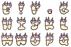 Birthday Cake Font Bubble Doodle Lettering Cartoon ABC PNG Product Image 3