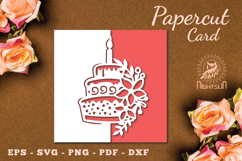 Birthday Cake Papercut Card SVG Product Image 1