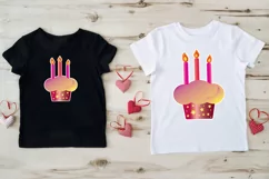 Pink Birthday Cake With Candles Logo Sticker PNG Stars Product Image 5