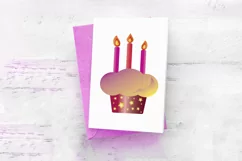 Pink Birthday Cake With Candles Logo Sticker PNG Stars Product Image 3