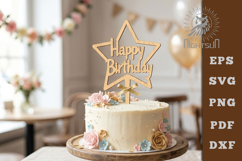 Birthday Cake Topper Lasercut SVG Product Image 1