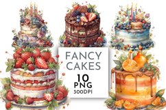 Cakes Strawberry Chocolate | Watercolor Clipart PNG Product Image 1