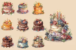 Cakes Strawberry Chocolate | Watercolor Clipart PNG Product Image 2