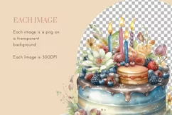 Cakes Strawberry Chocolate | Watercolor Clipart PNG Product Image 3