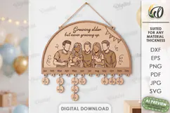 Family Birthday Calendar Laser Cut. Wall Calendar SVG Product Image 1