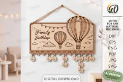 Family Birthday Calendar Laser Cut. Wall Calendar SVG Product Image 1