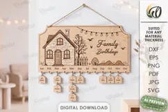 Family Birthday Calendar Laser Cut. Wall Calendar SVG Product Image 1