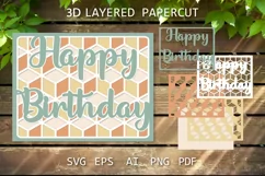Birthday card layered Birthday SVG Paper cut greeting card