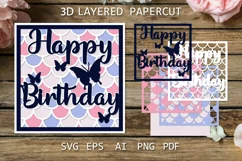 Birthday card SVG Happy Birthday layered paper cut template
