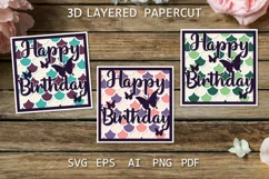 Birthday card SVG Happy Birthday layered paper cut template