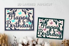 Birthday card SVG Layered Birthday Paper cut greeting card
