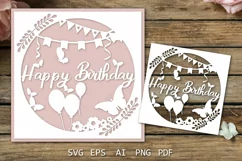 Birthday Card SVG paper cut file