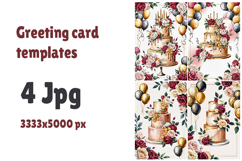 Floral Cake Greeting Card Templates Product Image 1