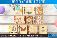 3D Birthday Cards Laser Cut Bundle, Birthday Folding Cards Product Image 1