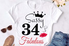 Sassy and classy 34 birthday Svg, 34 Birthday svg, 34 Birthd Product Image 1