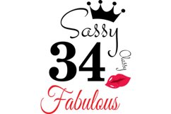 Sassy and classy 34 birthday Svg, 34 Birthday svg, 34 Birthd Product Image 2