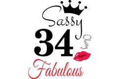 Sassy and classy 34 birthday Svg, 34 Birthday svg, 34 Birthd Product Image 2