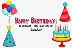 Happy Birthday Clipart, birthday party graphic, illustration Product Image 1