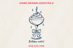 Hand Drawn Cocktail Line Art SVG | Vintage Drink PNG Product Image 1