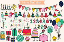 Color Birthday Party | Hand drawn Cakes, Candles, Balloons Product Image 2