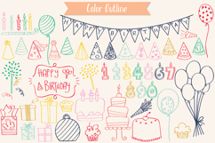 Color Birthday Party | Hand drawn Cakes, Candles, Balloons Product Image 3