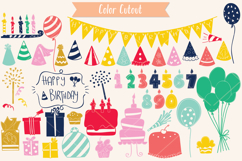 Color Birthday Party | Hand drawn Cakes, Candles, Balloons Product Image 4