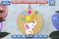 Birthday Countdown Calendar Laser Cut|Wall Calendar Template Product Image 1