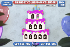 Birthday Countdown Calendar Laser Cut|Wall Calendar Template Product Image 1