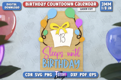 Birthday Countdown Calendar Laser Cut|Wall Calendar Template Product Image 1