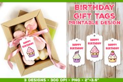 Kawaii Cake Birthday Gift Tags Printable Design Product Image 1