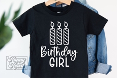 Three Candle SVG - 3rd Birthday Girl SVG - Birthday Girl PNG Product Image 1