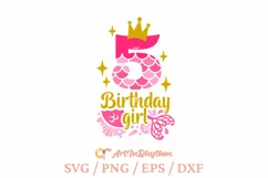 My 5th Birthday, Birthday Mermaid Svg Product Image 1