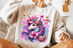 Rainbow Unicorn PNG Sublimation, Kids PNG, Birthday Girl PNG Product Image 3
