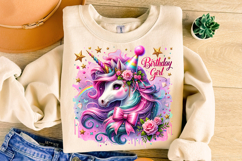 Rainbow Unicorn PNG Sublimation, Kids PNG, Birthday Girl PNG Product Image 1
