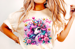 Cute Unicorn PNG Sublimation, Kids PNG, Birthday Girl PNG Product Image 1